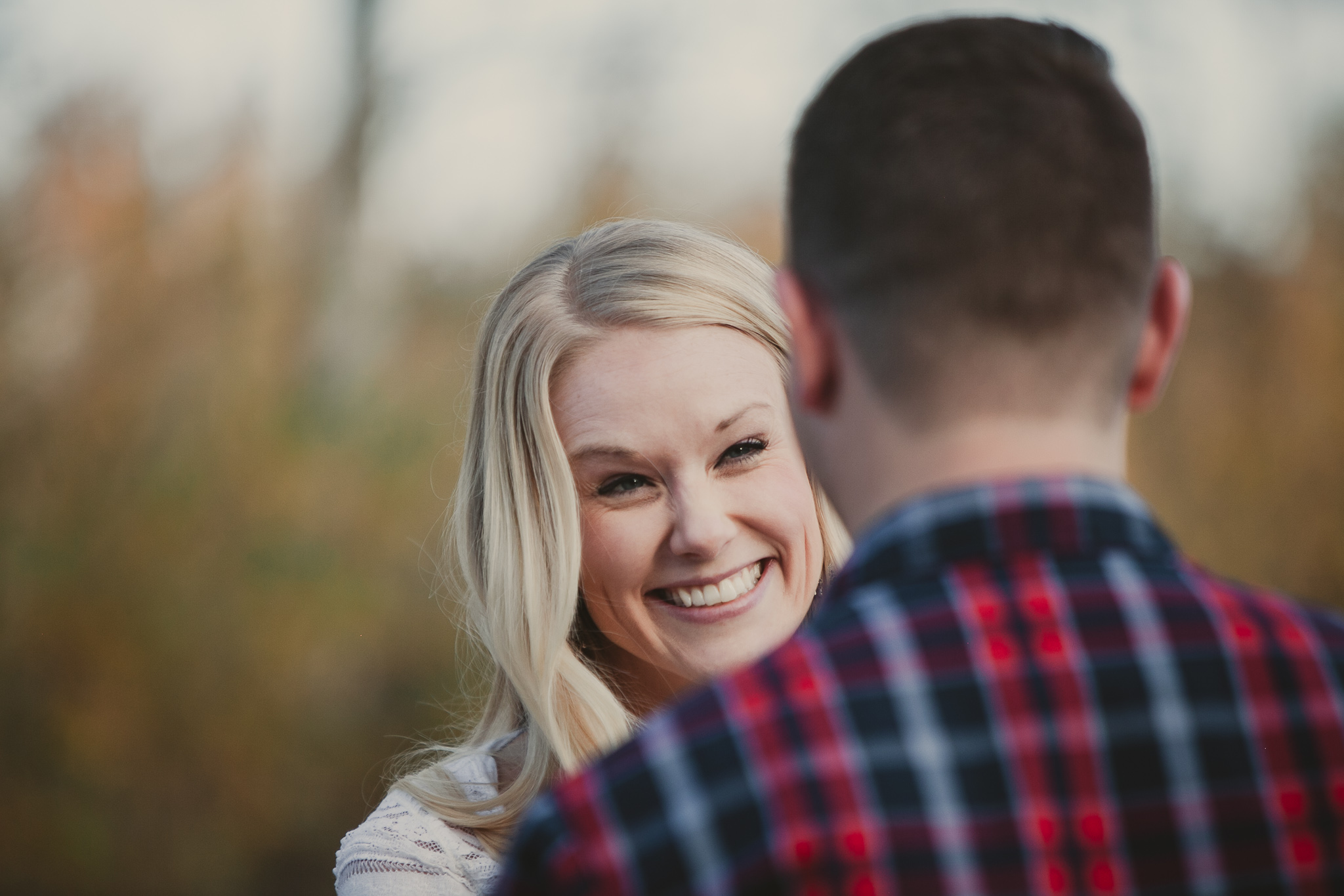 woman smiles at man